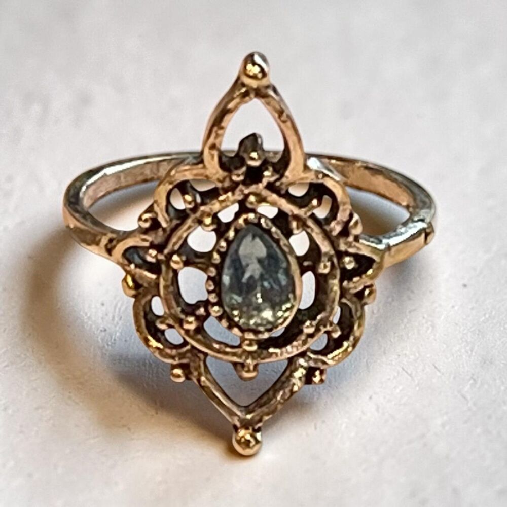 Womens Ring Size 8.5 Band Silver Metal Heart Stone Jewelry 044-8.5